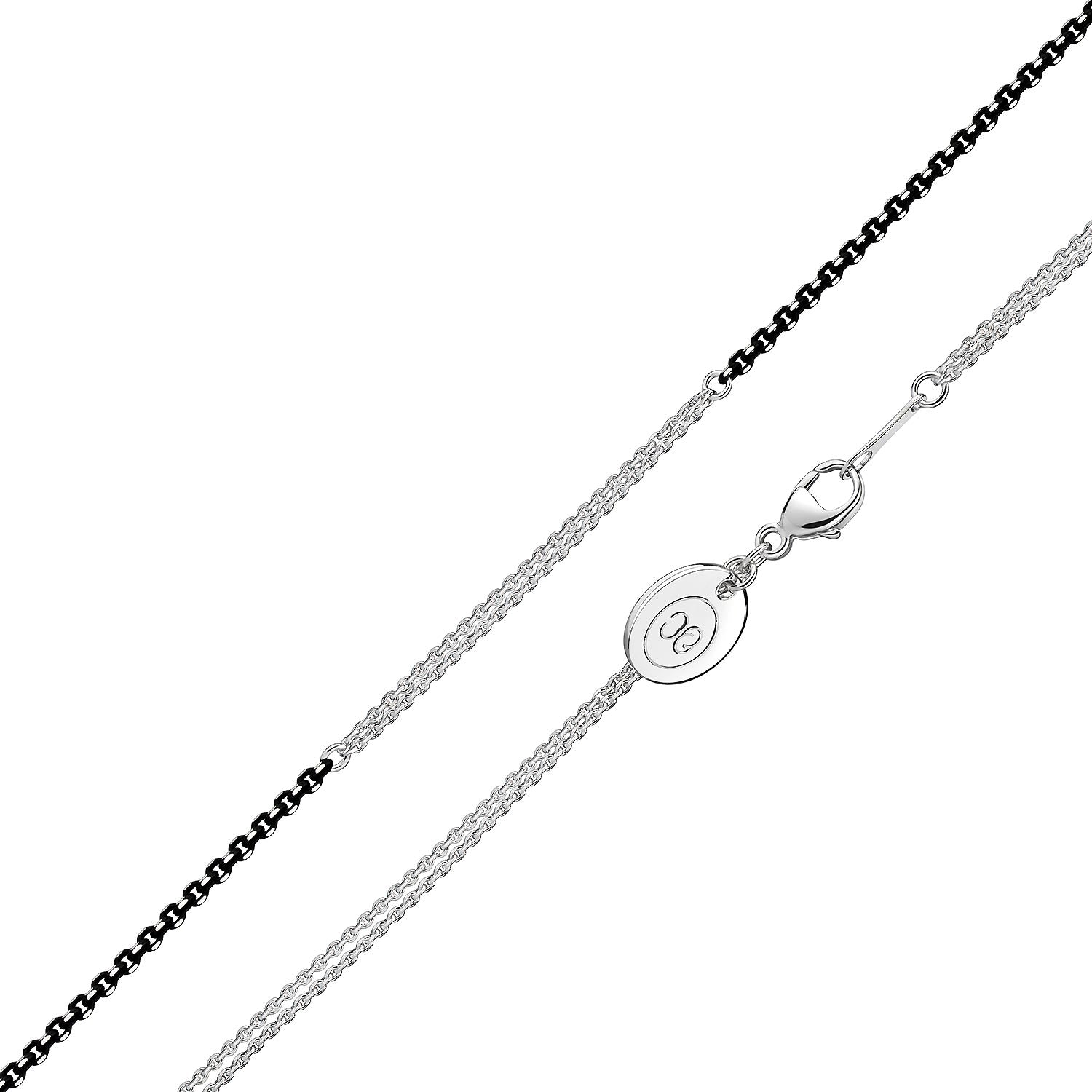 Ankerkette Silber diamantiert 2-reihig Karabinerverschluss & Logo-Plättchen